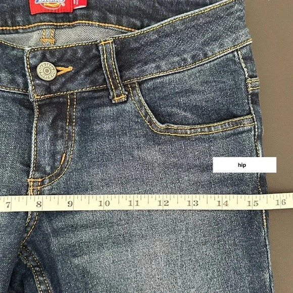 Dickies Capris Juniors 3 Blue Denim Low Rise Summer Festival Retro - Picture 11 of 12